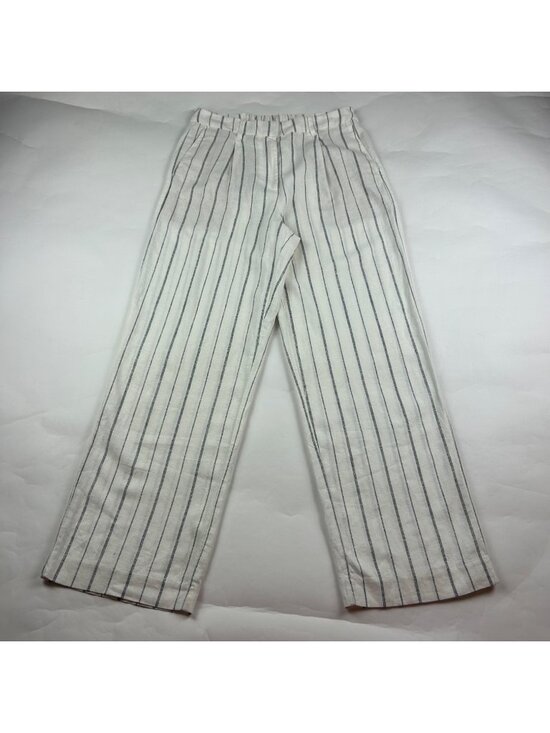 Old Navy Pants - Old Navy Cream Navy Striped Linen Taylor Wide Leg Summer Trouser M